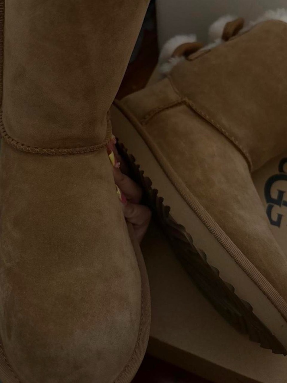 UGG Bailey Bow Snugscape Boots in Chestnut - Picture 3 of 8
